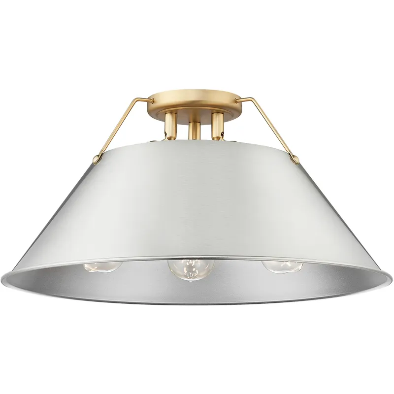 Yep Orwell 3 Light 18.75 inch Brushed Champagne Brass Flush Mount Ceiling Light in Pewter