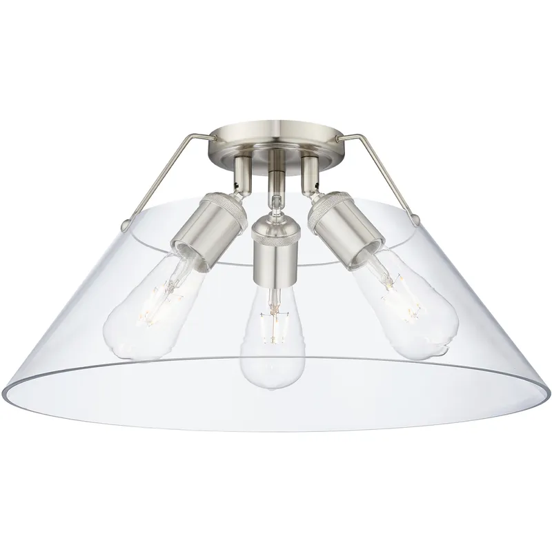 Yep Orwell 3 Light 18.75 inch Pewter Flush Mount Ceiling Light in Clear Glass