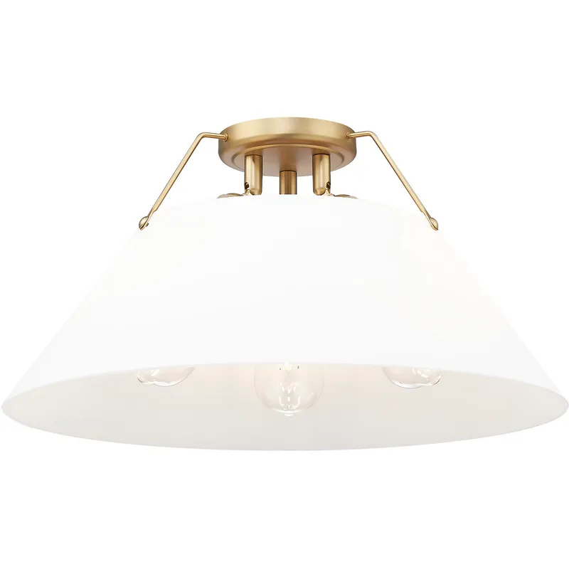 Yep Orwell 3 Light 18.75 inch Brushed Champagne Brass Flush Mount Ceiling Light in Opal Glass