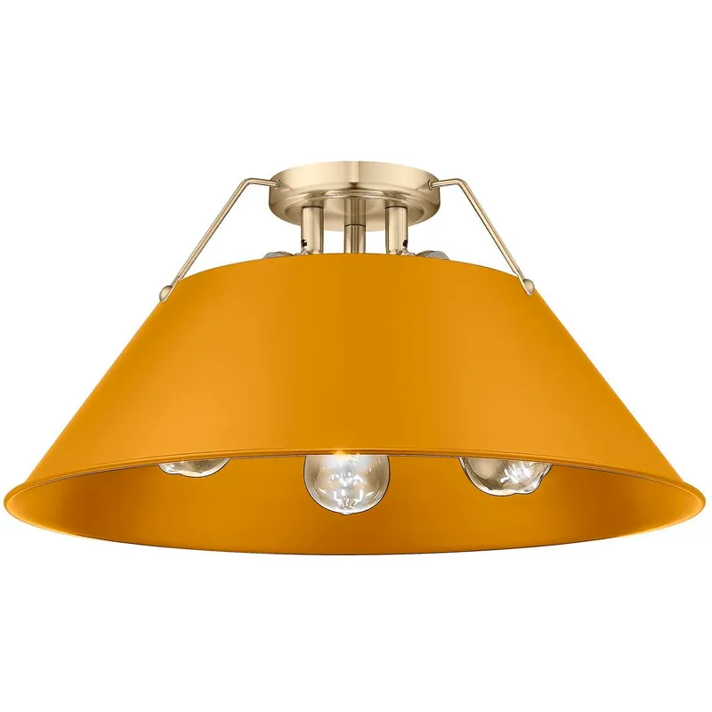 Yep Orwell 3 Light 18.75 inch Pewter Flush Mount Ceiling Light in Auric Yellow