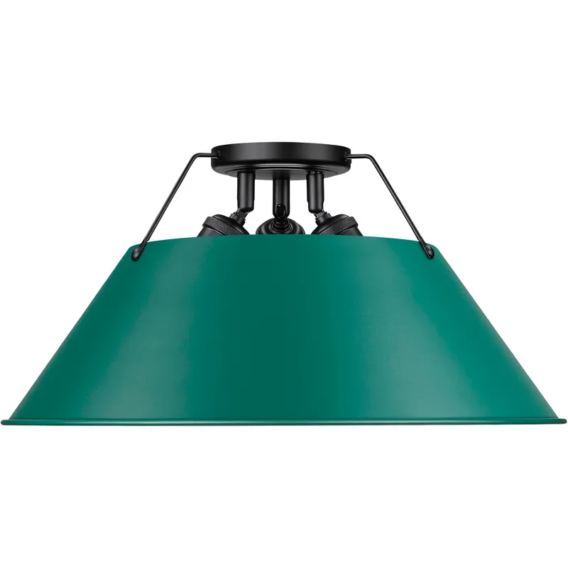 Yep Orwell 3 Light 18.75 inch Matte Black Flush Mount Ceiling Light in Pine Green
