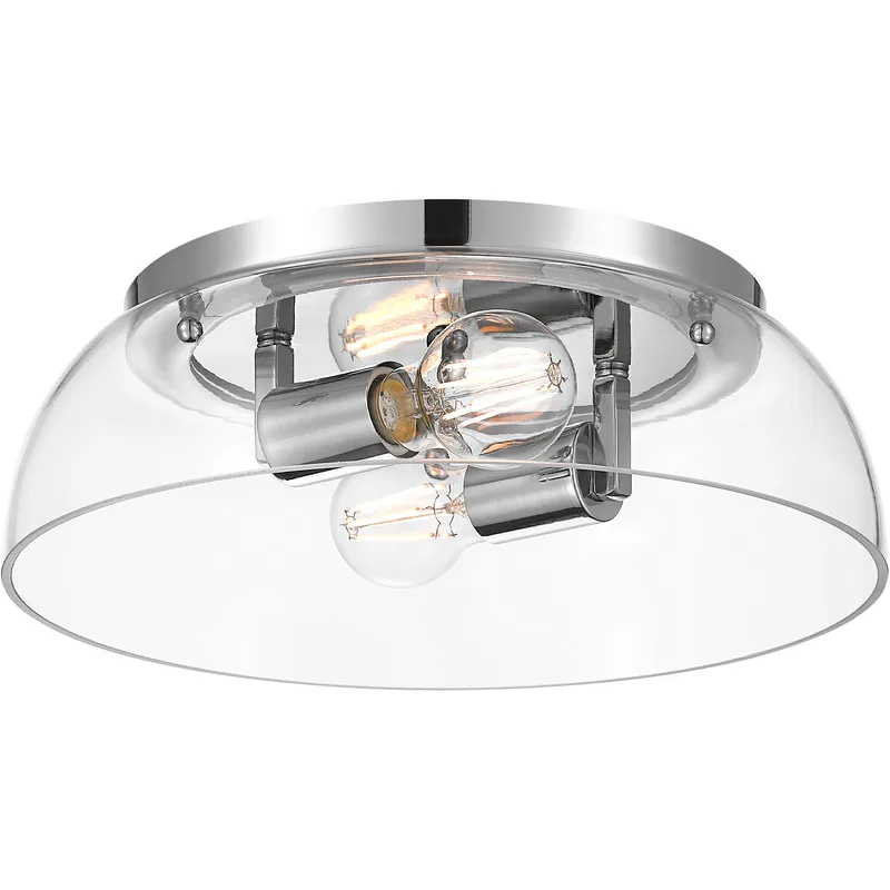 Yep Duncan 2 Light 14 inch Chrome Flush Mount Ceiling Light in Clear Glass