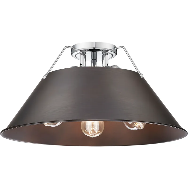 Yep Orwell 3 Light 18.75 inch Chrome Flush Mount Ceiling Light in Rubbed Bronze