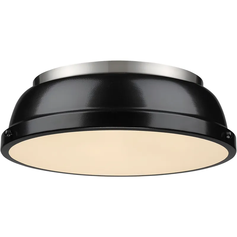 Yep Duncan 2 Light 14 inch Pewter Flush Mount Ceiling Light in Black, Damp