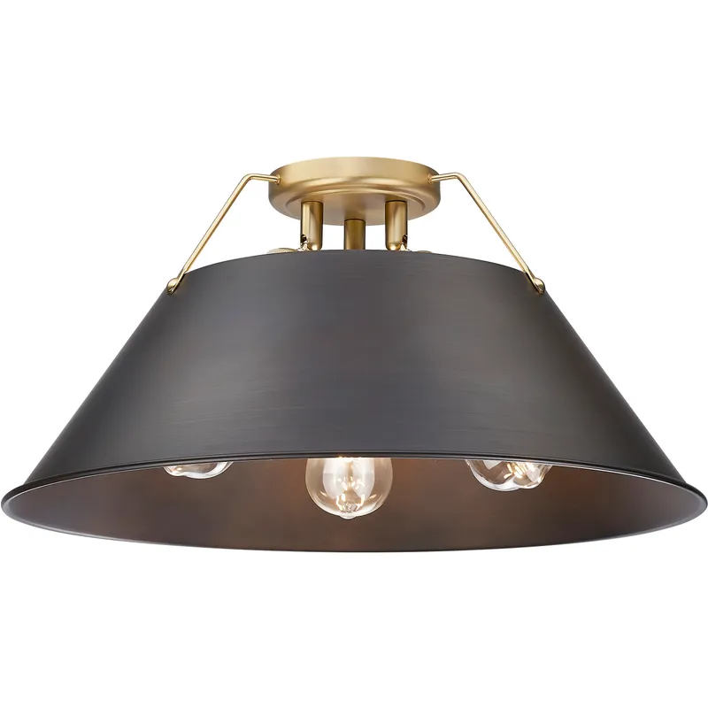 Yep Orwell 3 Light 18.75 inch Brushed Champagne Brass Flush Mount Ceiling Light in Rubbed Bronze