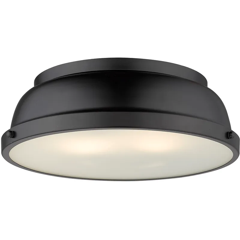 Yep Duncan 2 Light 14 inch Matte Black Flush Mount Ceiling Light, Damp