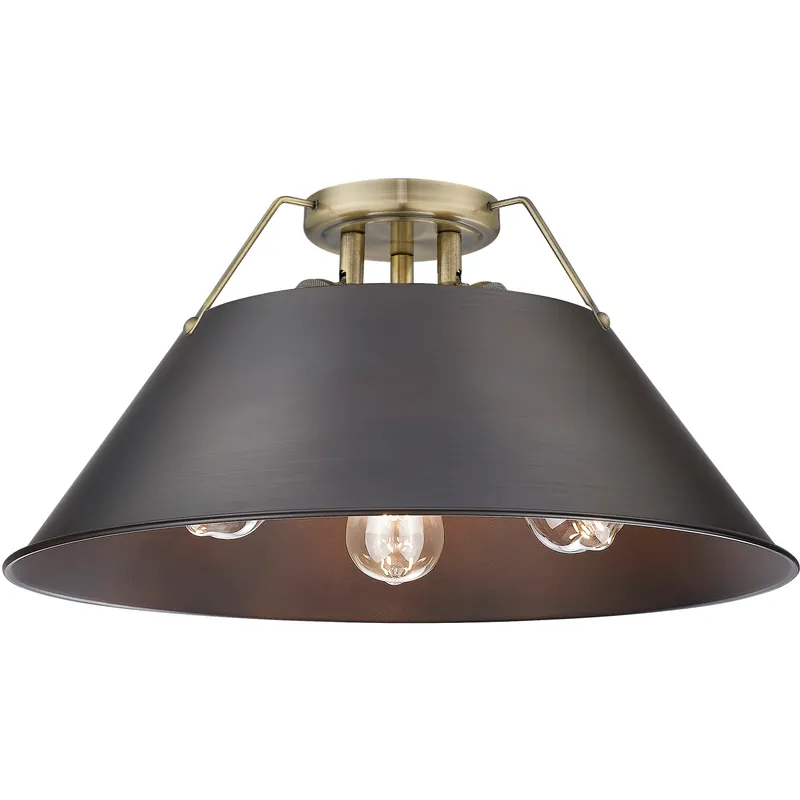 Yep Orwell 3 Light 18.75 inch Aged Brass Flush Mount Ceiling Light in Rubbed Bronze