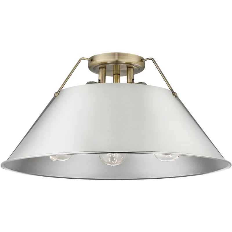 Yep Orwell 3 Light 18.75 inch Aged Brass Flush Mount Ceiling Light in Pewter