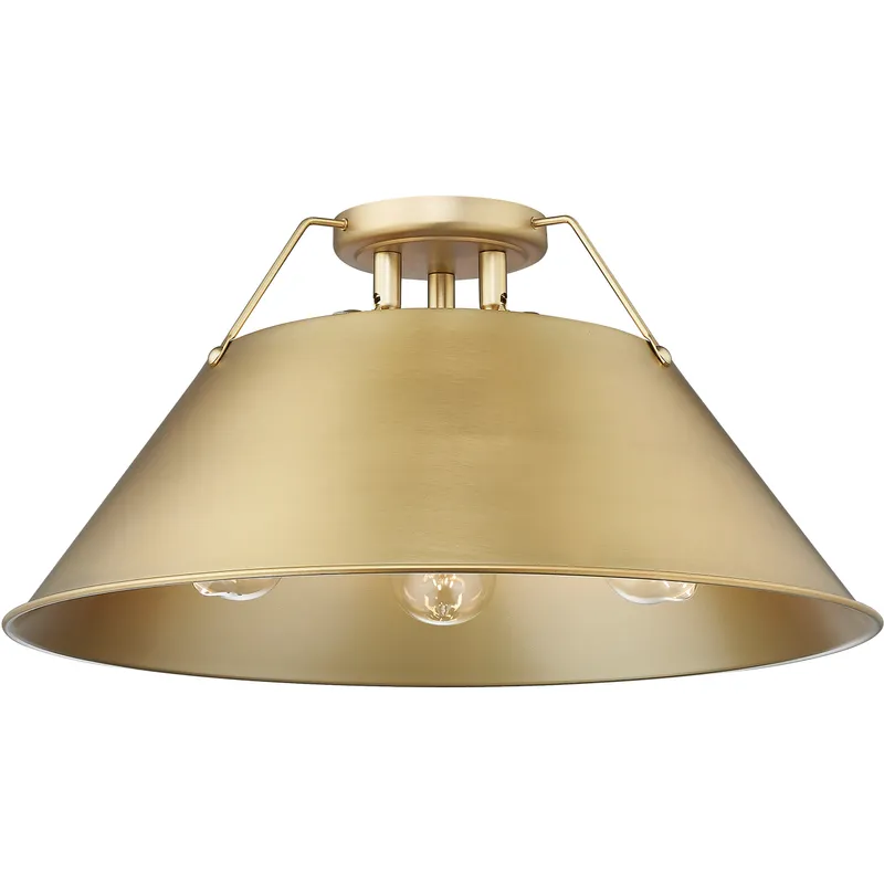 Yep Orwell 3 Light 18.75 inch Brushed Champagne Brass Flush Mount Ceiling Light