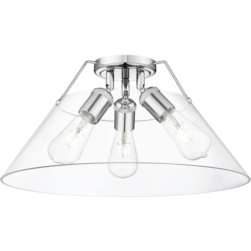 Yep Orwell 3 Light 18.75 inch Chrome Flush Mount Ceiling Light in Clear Glass