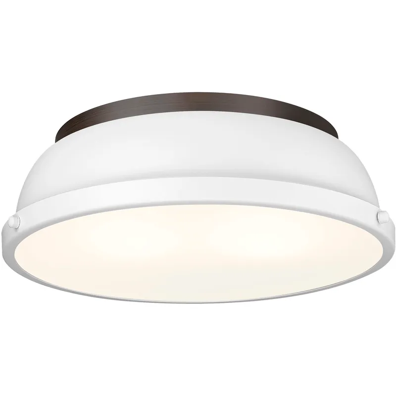 Yep Duncan 2 Light 14 inch Rubbed Bronze Flush Mount Ceiling Light in Matte White