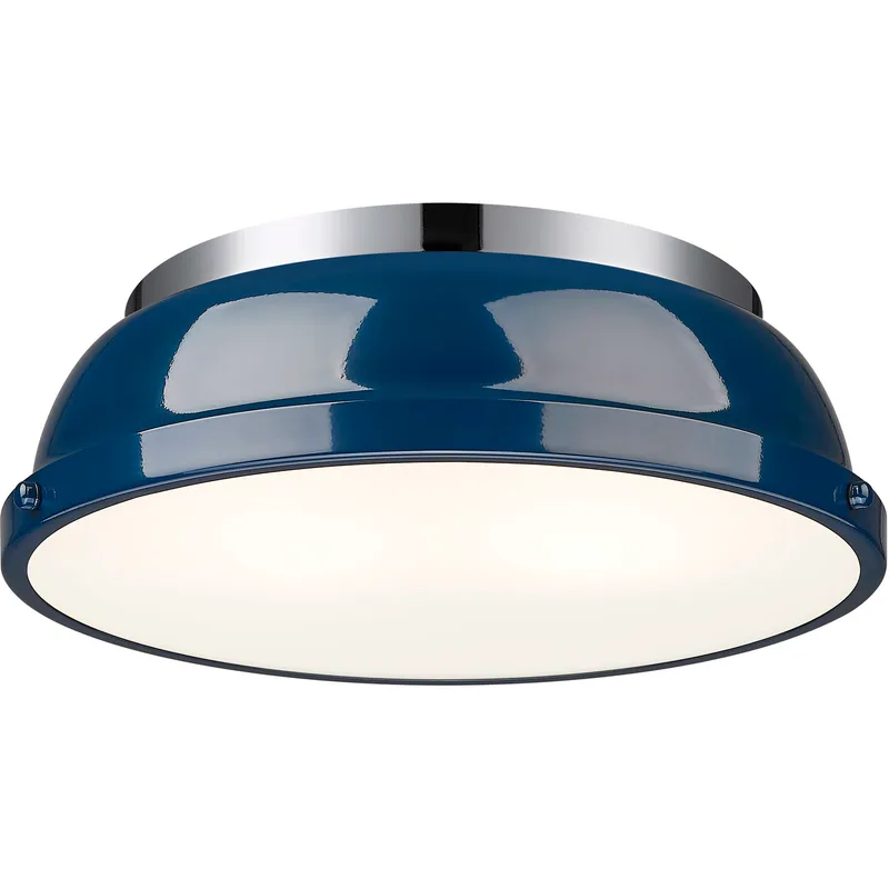 Yep Duncan 2 Light 14 inch Chrome Flush Mount Ceiling Light in Navy