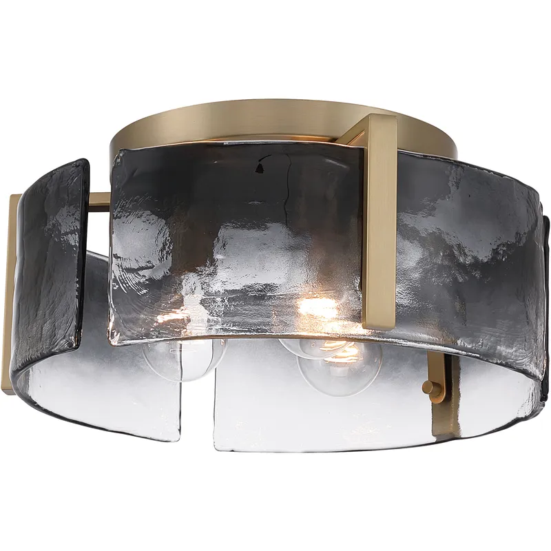 Aenon 3 Light 15 inch Brushed Champagne Brass Flush Mount Ceiling Light