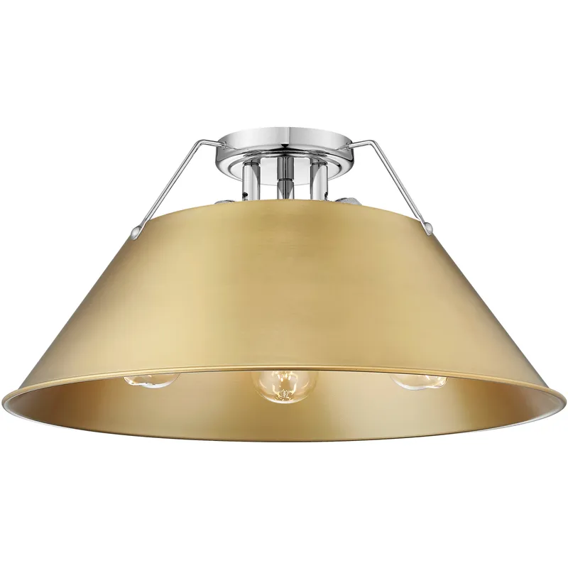Yep Orwell 3 Light 18.75 inch Chrome Flush Mount Ceiling Light in Brushed Champagne Brass