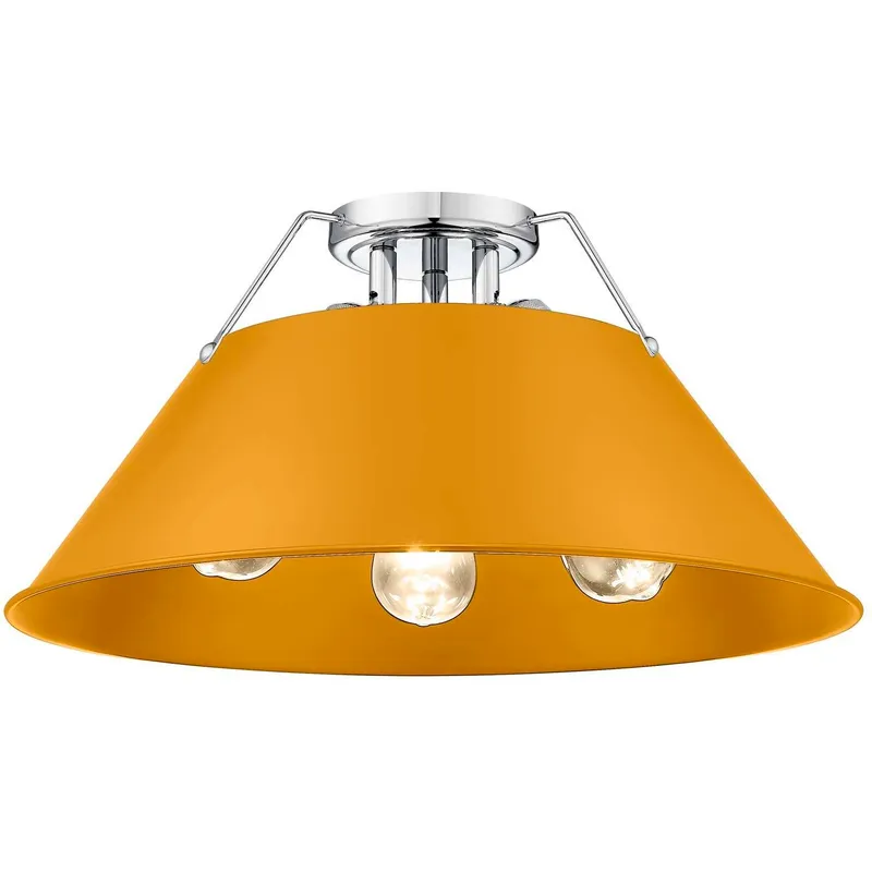 Yep Orwell 3 Light 18.75 inch Chrome Flush Mount Ceiling Light in Auric Yellow