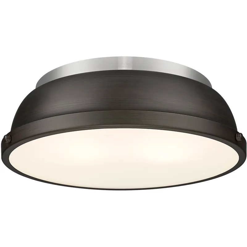 Yep Duncan 2 Light 14 inch Pewter Flush Mount Ceiling Light in Rubbed Bronze