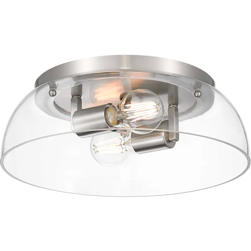 Yep Duncan 2 Light 14 inch Pewter Flush Mount Ceiling Light in Clear Glass