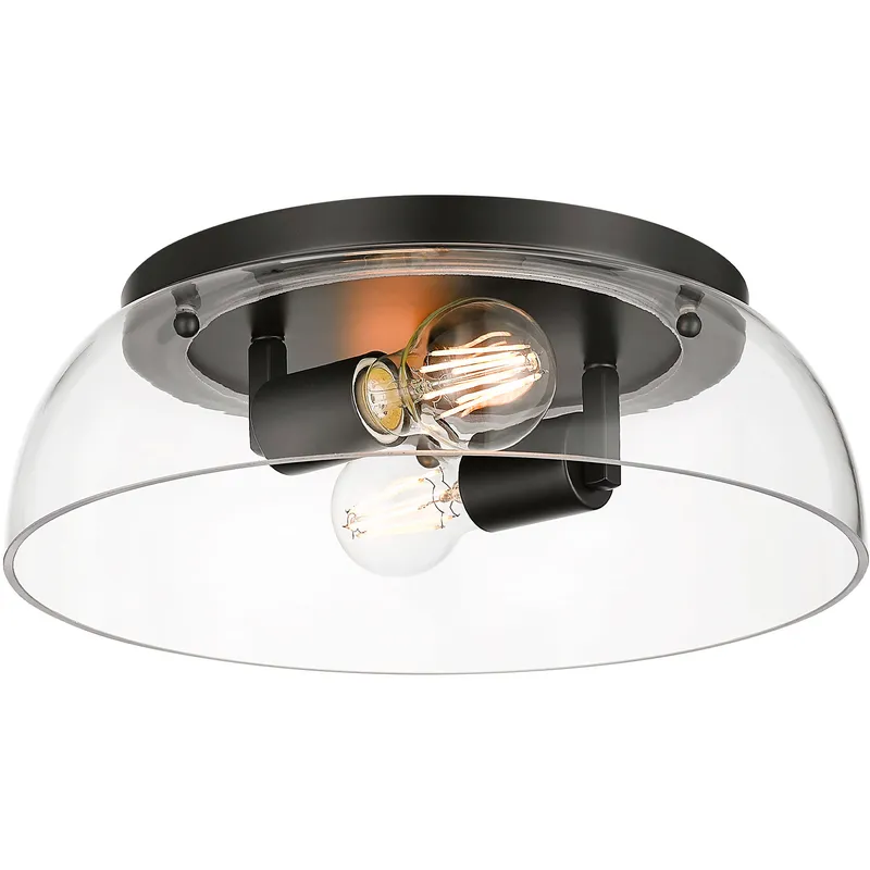 Yep Duncan 2 Light 14 inch Matte Black Flush Mount Ceiling Light in Clear Glass