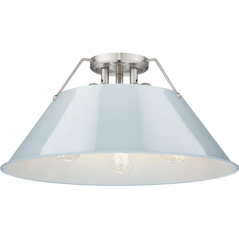 Yep Orwell 3 Light 18.75 inch Pewter Flush Mount Ceiling Light in Dusky Blue