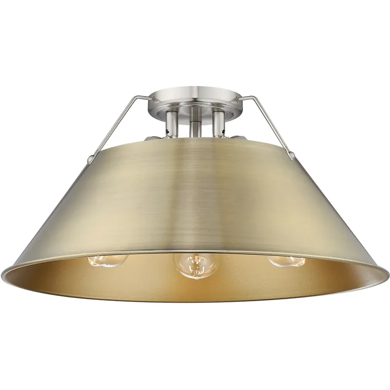 Yep Orwell 3 Light 18.75 inch Pewter Flush Mount Ceiling Light in Aged Brass