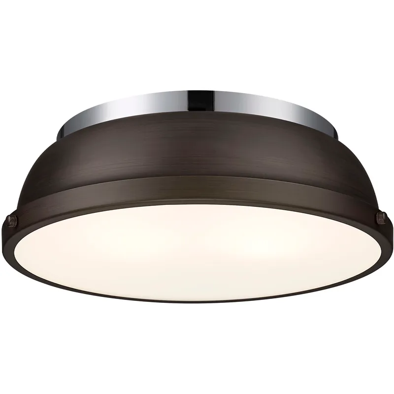 Yep Duncan 2 Light 14 inch Chrome Flush Mount Ceiling Light in Rubbed Bronze