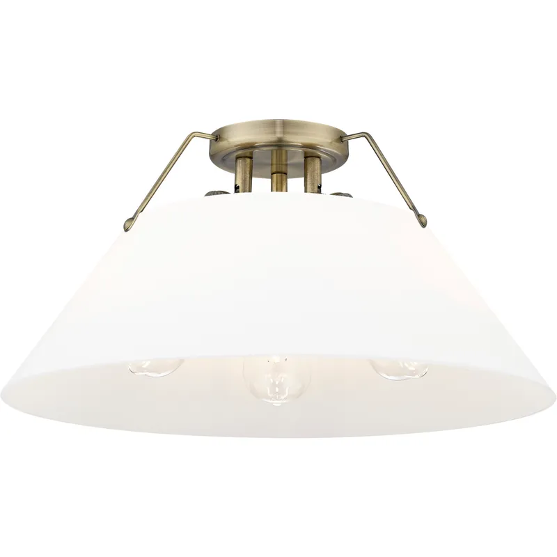 Yep Orwell 3 Light 18.75 inch Aged Brass Flush Mount Ceiling Light in Opal Glass