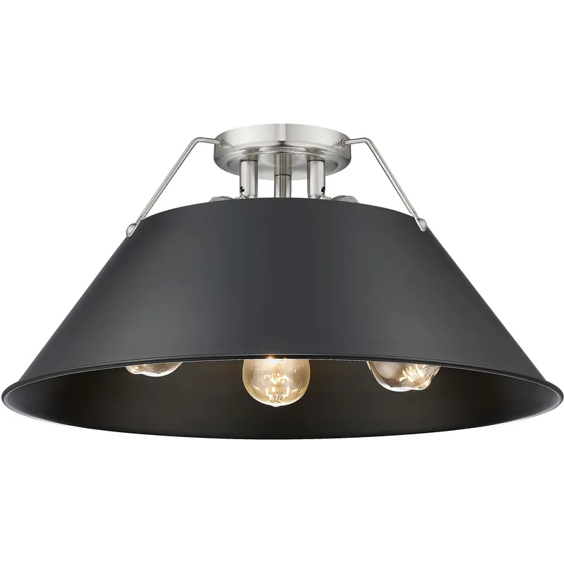 Yep Orwell 3 Light 18.75 inch Pewter Flush Mount Ceiling Light in Matte Black