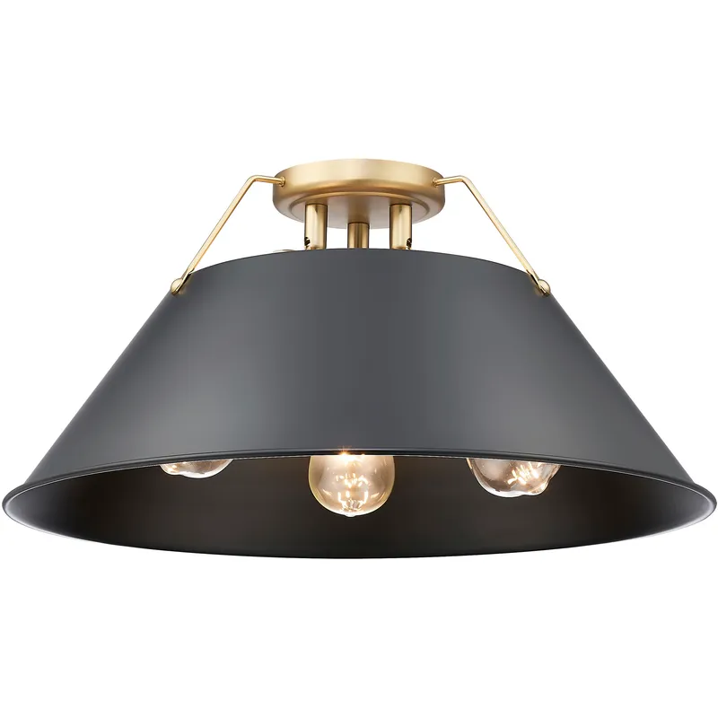 Yep Orwell 3 Light 18.75 inch Brushed Champagne Brass Flush Mount Ceiling Light in Matte Black