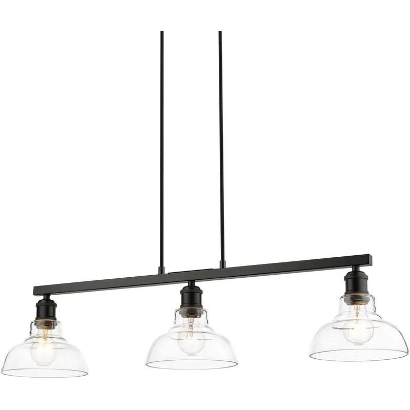 Yep Carver Island Light Ceiling Light in Matte Black, Clear Glass