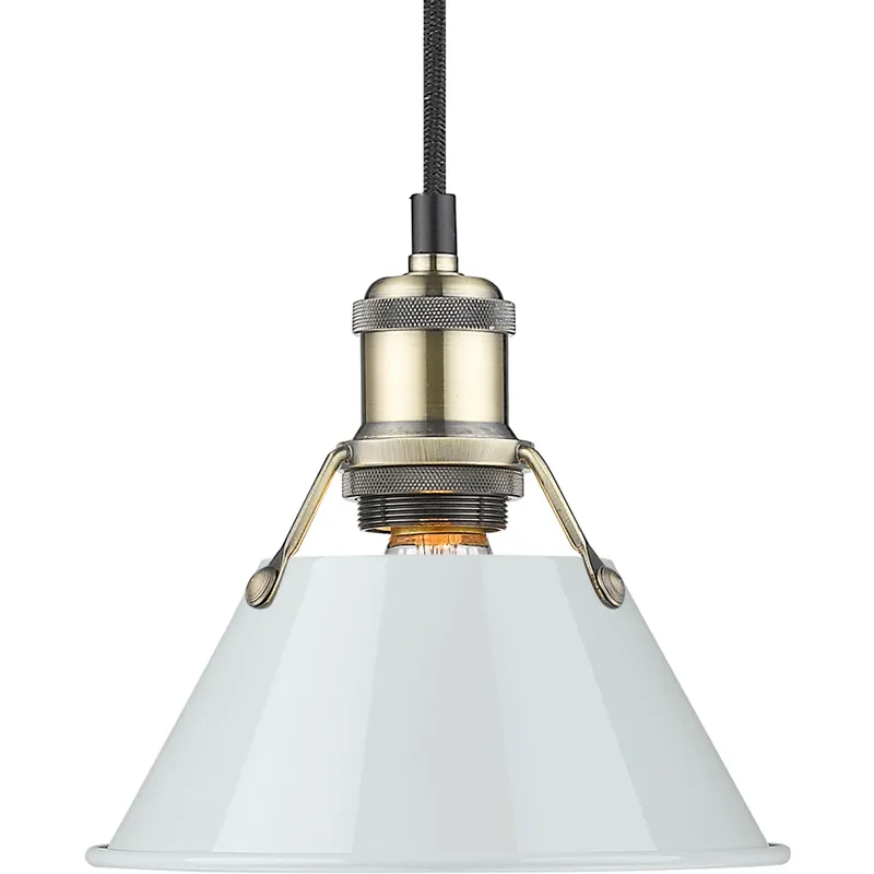 Yep Orwell 1 Light 7.5 inch Aged Brass Pendant Ceiling Light in Dusky Blue