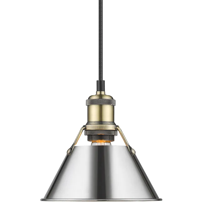 Yep Orwell 1 Light 7.5 inch Aged Brass Pendant Ceiling Light in Chrome, Small