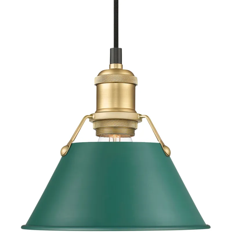 Yep Orwell 1 Light 7.5 inch Brushed Champagne Brass Pendant Ceiling Light in Pine Green, Small