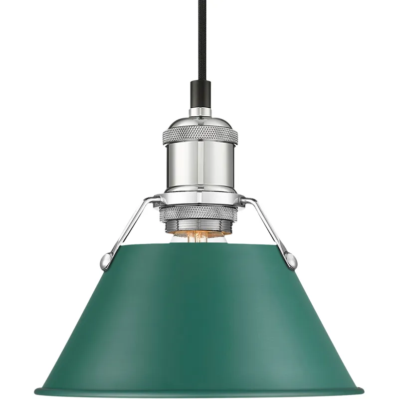 Yep Orwell 1 Light 7.5 inch Chrome Pendant Ceiling Light in Pine Green, Small