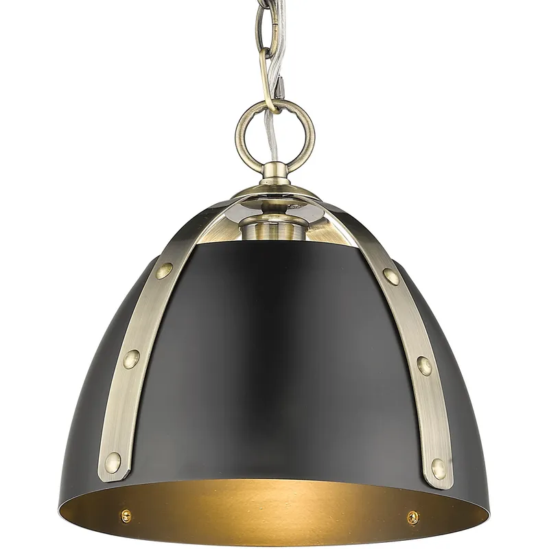Aldrich 1 Light 10 inch Aged Brass Pendant Ceiling Light in Matte Black, Small