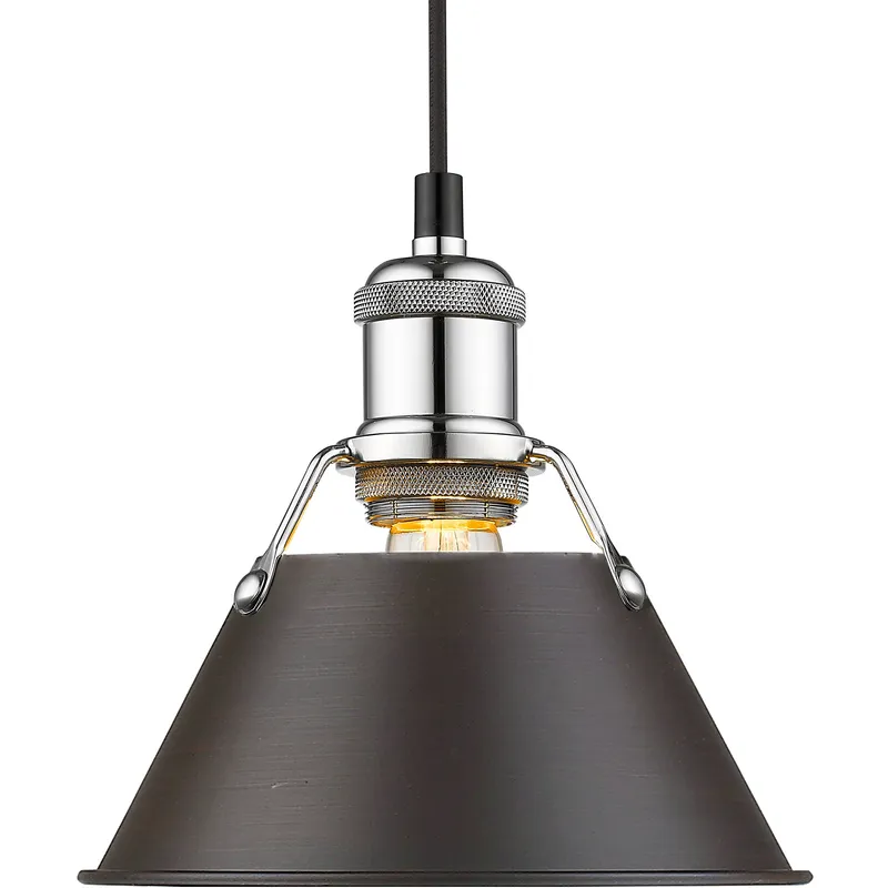 Yep Orwell 1 Light 7.5 inch Chrome Pendant Ceiling Light in Rubbed Bronze, Damp
