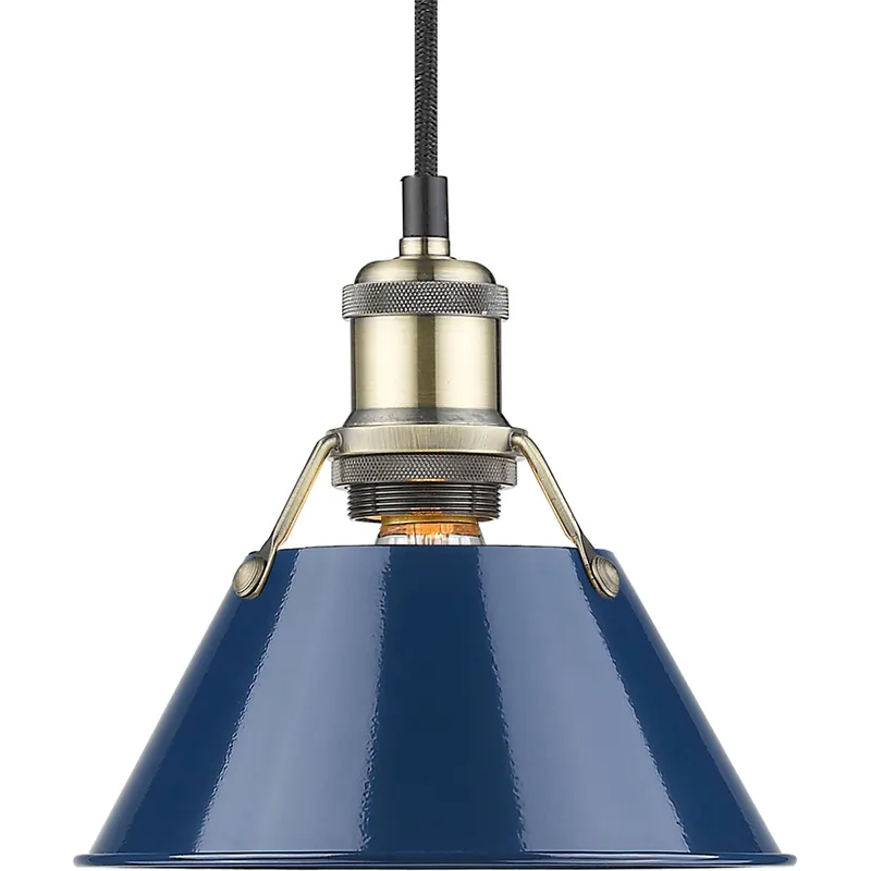Yep Orwell 1 Light 7.5 inch Aged Brass Pendant Ceiling Light in Navy, Small
