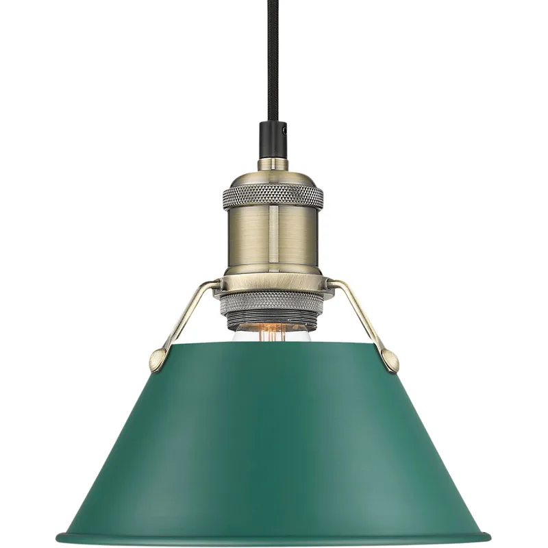 Yep Orwell 1 Light 7.5 inch Aged Brass Pendant Ceiling Light in Pine Green, Small