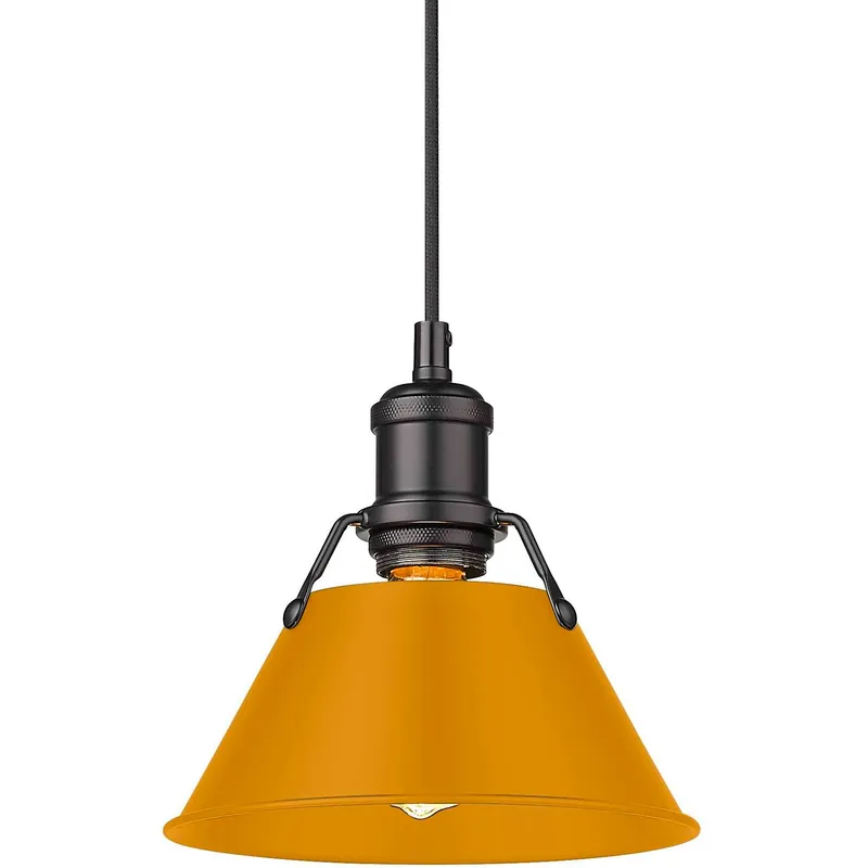 Yep Orwell Pendant Ceiling Light in Matte Black, Auric Yellow