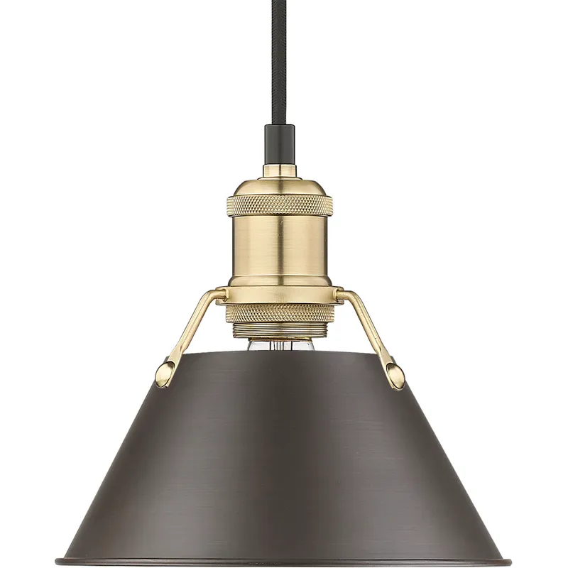 Yep Orwell 1 Light 7.5 inch Brushed Champagne Brass Pendant Ceiling Light in Rubbed Bronze