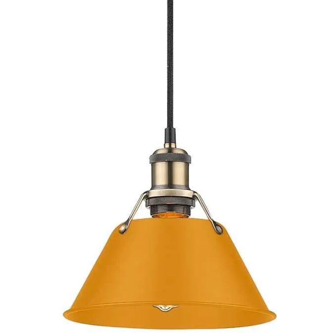 Yep Orwell Pendant Ceiling Light in Aged Brass, Auric Yellow