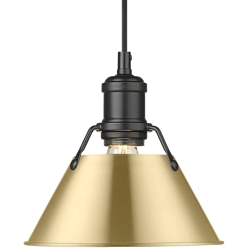 Yep Orwell 1 Light 7.5 inch Matte Black Pendant Ceiling Light in Brushed Champagne Brass