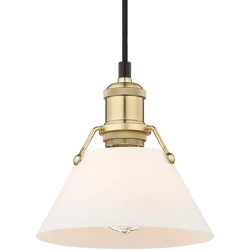 Yep Orwell 1 Light 7.5 inch Brushed Champagne Brass Pendant Ceiling Light in Opal Glass