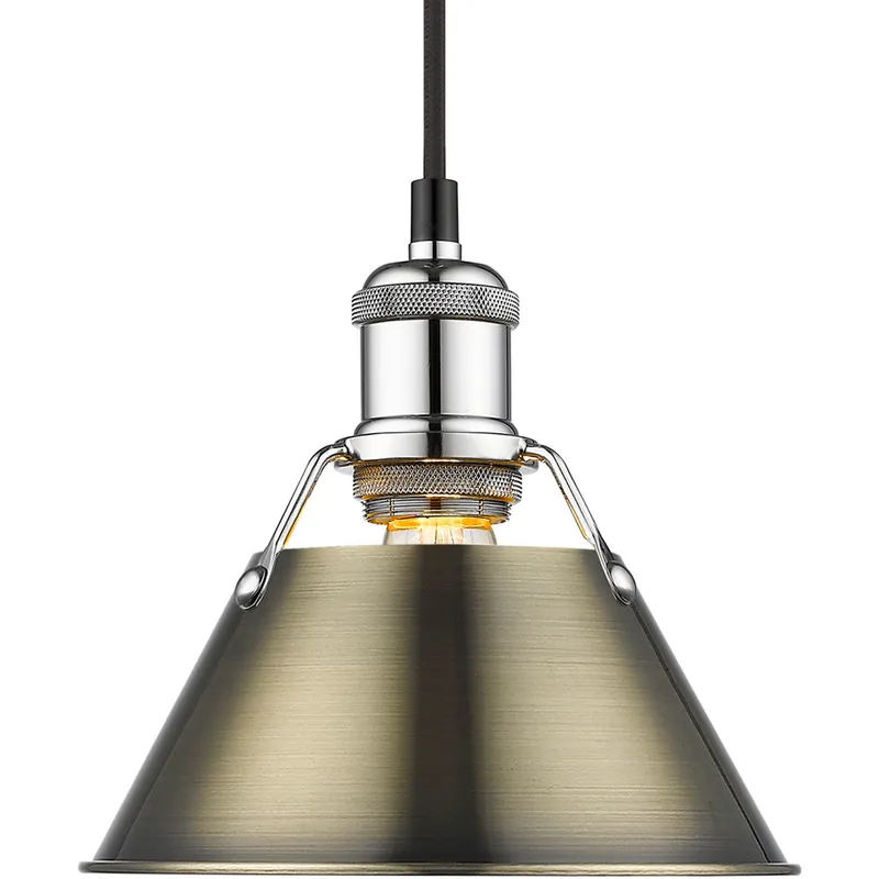 Yep Orwell 1 Light 7.5 inch Chrome Pendant Ceiling Light in Aged Brass