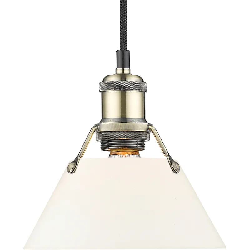 Yep Orwell Pendant Ceiling Light in Aged Brass, Opal Glass