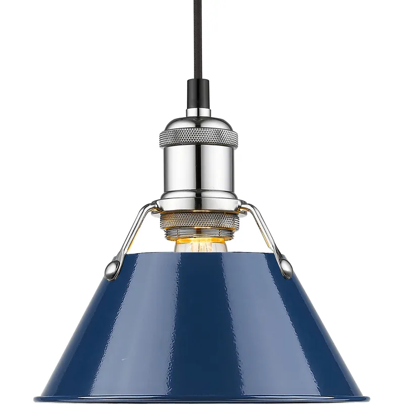 Yep Orwell 1 Light 7.5 inch Chrome Pendant Ceiling Light in Navy, Small