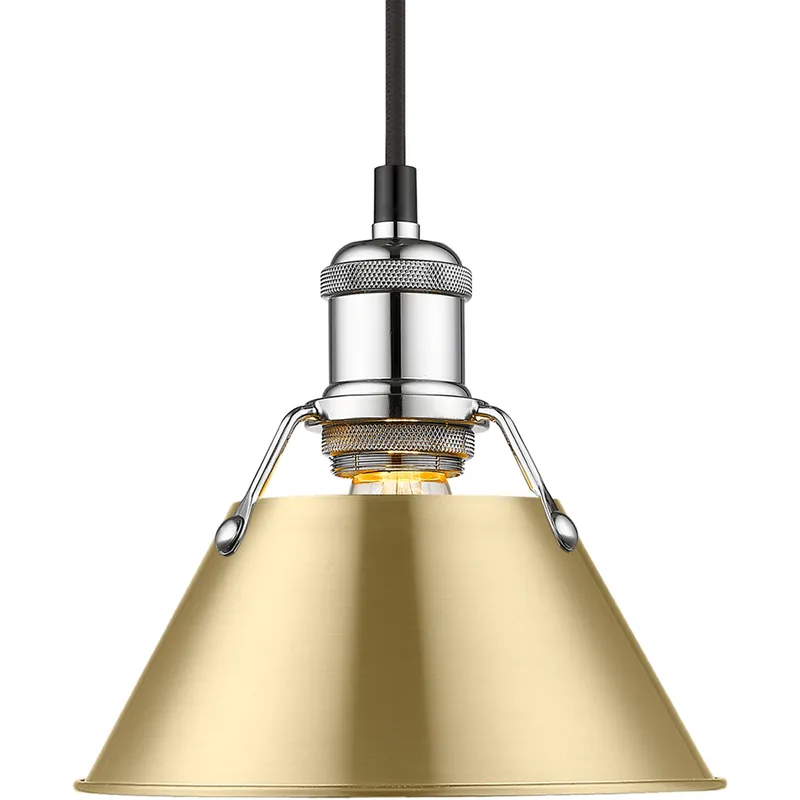 Yep Orwell 1 Light 7.5 inch Chrome Pendant Ceiling Light in Brushed Champagne Brass