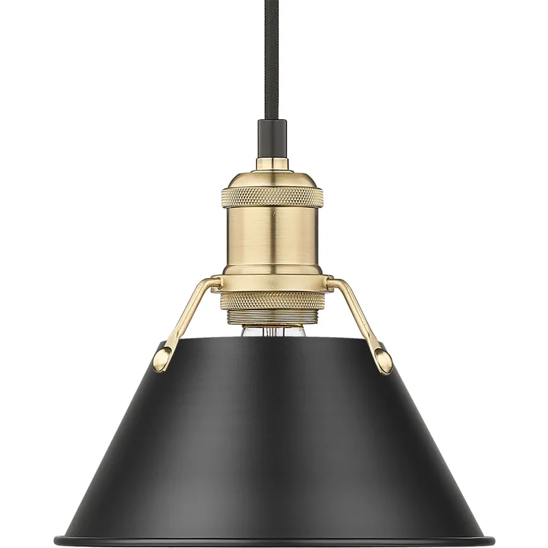 Yep Orwell 1 Light 7.5 inch Brushed Champagne Brass Pendant Ceiling Light in Matte Black