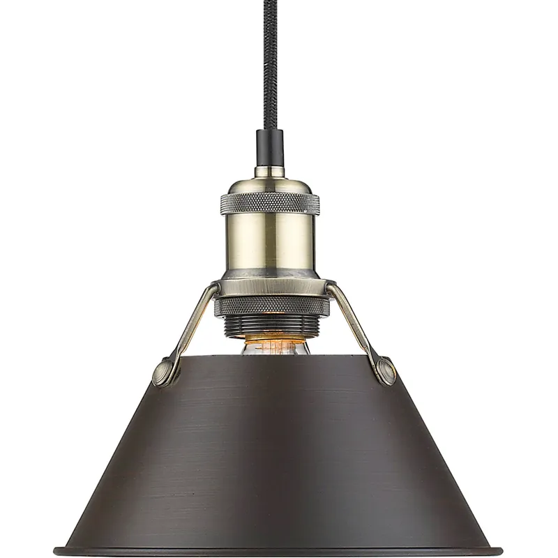 Yep Orwell 1 Light 7.5 inch Aged Brass Pendant Ceiling Light in Rubbed Bronze, Damp