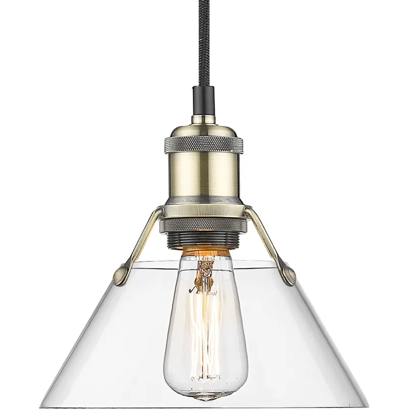 Yep Orwell 1 Light 7.5 inch Aged Brass Pendant Ceiling Light in Clear Glass