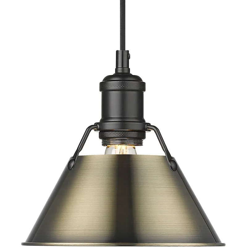 Yep Orwell 1 Light 7.5 inch Matte Black Pendant Ceiling Light in Aged Brass
